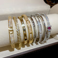 Gold Plated Copper Zircon Geometric Open Bangle For Women Light Luxury Everyday Jewelry view 1