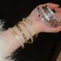 Gold Plated Copper Zircon Geometric Open Bangle For Women Light Luxury Everyday Jewelry view 2