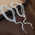 Old Money Faux Pearl Beaded Zircon Butterfly Sweater Necklace French Vintage Choker view 4