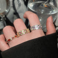 Gold Plated Copper Open Ring With Zircon Diamond Shape Coin Design New Chinese Vintage Style For Women view 3