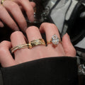 Real Gold Plated Copper Oval Zircon Enamel Open Ring For Women Light Luxury Geometric Jewelry view 3
