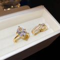 Real Gold Plated Copper Oval Zircon Enamel Open Ring For Women Light Luxury Geometric Jewelry view 2