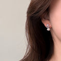 Fashion OL Star Zircon Simulated Pearl Stud Earrings For Women Daily Commuter Light Luxury Jewelry view 4