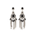 Artificial Crystal Flower Tassel Drop Earrings With Silver Pin Teardrop Design view 5