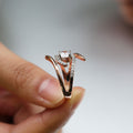 Rose Gold Tone Curved Pavé Ring In A Polished Decorative Design view 3