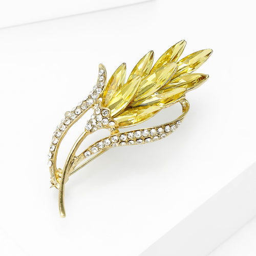 Alloy Rhinestone Wheat Brooch Pin For Fashion Garment Accessories