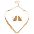 Old Money Style Smooth Iron Metal Irregular Earrings And Choker Jewelry Set For Women view 5