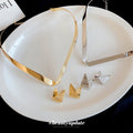 Old Money Style Smooth Iron Metal Irregular Earrings And Choker Jewelry Set For Women view 2