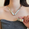 Old Money Style Smooth Iron Metal Irregular Earrings And Choker Jewelry Set For Women view 3