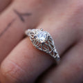 Silver Tone Openwork Floral Filigree Ring Fashion Jewelry view 3