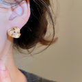 Copper Zircon Twisted Triangle Stud Earrings Minimalist Geometric Light Luxury Jewelry view 3