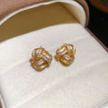 Copper Zircon Twisted Triangle Stud Earrings Minimalist Geometric Light Luxury Jewelry view 4