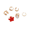 European American Metal Wrinkled Flower Open Ring Jewelry Set For Trendy Index Finger Style view 5