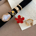 European American Metal Wrinkled Flower Open Ring Jewelry Set For Trendy Index Finger Style view 2