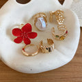 European American Metal Wrinkled Flower Open Ring Jewelry Set For Trendy Index Finger Style view 4