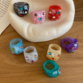 Western Style Resin Rhinestone Round Geometric Statement Ring For Women view 2