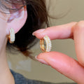 French Style Zircon Multi Layer Round Faux Pearl Earrings Elegant Vintage Geometric Ear Cuffs view 1