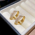 French Style Zircon Multi Layer Round Faux Pearl Earrings Elegant Vintage Geometric Ear Cuffs view 2