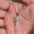 Stainless Steel Zircon Key Pendant Necklace, Geometric Old Money Minimalist Collarbone Jewelry view 3