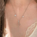 Stainless Steel Zircon Key Pendant Necklace, Geometric Old Money Minimalist Collarbone Jewelry view 4
