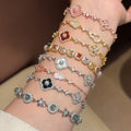 Elegant Copper Zircon Geometric Flower Bangle For Women Fashion OL Light Luxury Jewelry view 1
