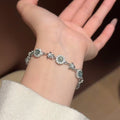 Elegant Copper Zircon Geometric Flower Bangle For Women Fashion OL Light Luxury Jewelry view 3