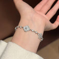 Elegant Copper Zircon Geometric Flower Bangle For Women Fashion OL Light Luxury Jewelry view 4