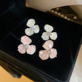 Light Luxury Shell Flower Stud Earrings With Zircon Accents, Korean Elegant Silver Needle Jewelry view 3