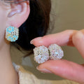 Korean Style Copper Zircon Flower Earrings And Ring Jewelry Set For Women Light Luxury Elegant Design view 2