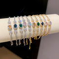 Korean Style Copper Zircon Oval Geometric Bangle Minimalist Light Luxury Fashion Bracelet view 1