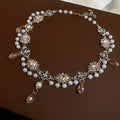Palace Style Rhinestone Round Teardrop Faux Pearl Necklace Vintage Elegant Choker for Women view 4