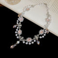 Palace Style Rhinestone Round Teardrop Faux Pearl Necklace Vintage Elegant Choker for Women view 2