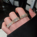 French Vintage Copper Open Ring With Round Pearl And Zircon Geometric Light Luxury Design view 2