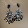 Vintage Court Style Alloy Geometric Rhinestone Waterdrop Tassel Drop Earrings view 4