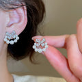 Light Luxury Bowknot Faux Pearl Zircon Stud Earrings With Silver Pins For Elegant Daily Wear view 3