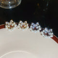 Light Luxury Bowknot Faux Pearl Zircon Stud Earrings With Silver Pins For Elegant Daily Wear view 2