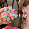 Copper Raffia Chiffon Flower Drop Earrings Fresh Sweet Niche Light Luxury Style Ear Jewelry view 3