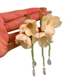 Fabric Flower Crystal Beaded Tassel Drop Earrings With Silver Needle, Elegant Niche Style view 5