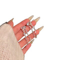French Elegant Geometric Faux Pearl Zircon Tassel Drop Earrings With Silver Posts view 3