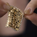 Gold Plated Copper Zircon Rhombus Stud Earrings With Silver Pins French Vintage Style view 3