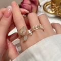 Zircon Twisted Bud Open Ring For Women view 1