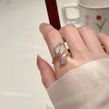 Zircon Twisted Bud Open Ring For Women view 3