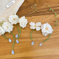 Sweet Fabric Flower Crystal Beaded Tassel Necklace And Earrings Jewelry Set For Women view 4