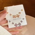 Gold Plated Copper Zircon Flower Stud Earrings Jewelry Set With Silver Posts For Women view 1