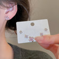 Gold Plated Copper Zircon Flower Stud Earrings Jewelry Set With Silver Posts For Women view 4