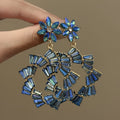 Vintage Alloy Hollow Flower Rhinestone Stud Earrings With Silver Posts For Women view 1