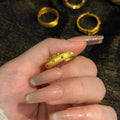 Vintage Palace Style Copper Ring With Zircon Round Wrinkled Texture Open Geometric Design view 4