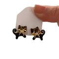 Cute Resin Cat Stud Earrings With Bow Silver Needle Cartoon Retro Maillard Style Jewelry view 5