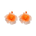 Sterling Silver Needle Raffia Fabric Flower Drop Earrings Sweet Elegant Vacation Style view 5