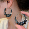 Light Luxury Irregular Round Artificial Crystal Wrap Hoop Earrings For Women Geometric Silver Pin Jewelry view 3